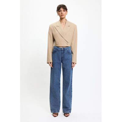 BENU Kurzer hellkaramellfarbener Blazer mit Knöpfen Beige M BENU Kurzer hellkaramellfarbener Blazer mit Knöpfen Beige M
