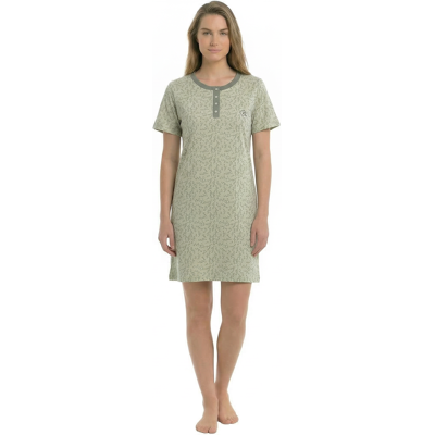 Kisses&Love Damen kurzärmliges Baumwoll-Nachthemd KL45000 Grün L Kisses&Love Damen kurzärmliges Baumwoll-Nachthemd KL45000 Grün L