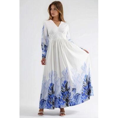 MSN Collection Tropical Floral Print Maxikleid Weiß L MSN Collection Tropical Floral Print Maxikleid Weiß L