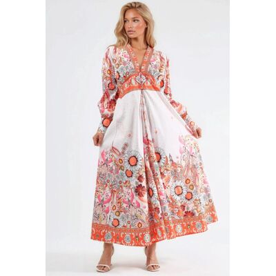 MSN Collection Blumenkleid im Maxistil mit Paneel-Design Blau XL MSN Collection Blumenkleid im Maxistil mit Paneel-Design Blau XL