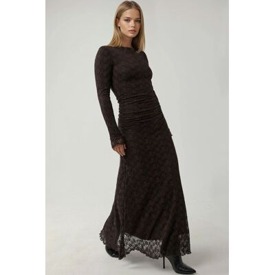 Hiccup Maxi-Spitzenkleid mit Rundhalsausschnitt Kastanie XL Hiccup Maxi-Spitzenkleid mit Rundhalsausschnitt Kastanie XL