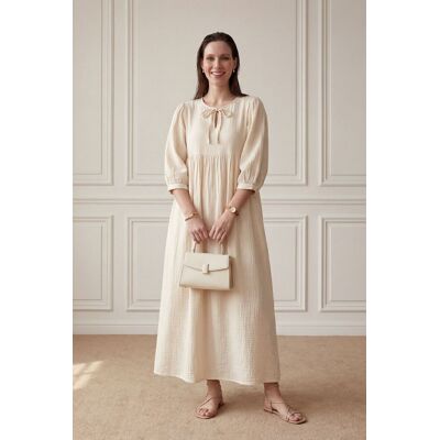 MyFashion Maxikleid mit gebundenem Detail und lässiger Passform Creme L MyFashion Maxikleid mit gebundenem Detail und lässiger Passform Creme L