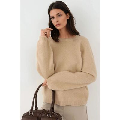 Hiccup Weicher Strukturierter Rundhals Basic Pullover Natürlich S/M Hiccup Weicher Strukturierter Rundhals Basic Pullover Natürlich S/M