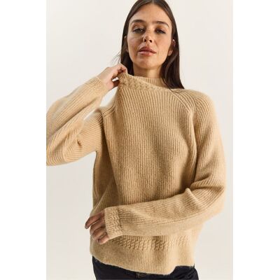 Bianco Lucci Oversized Rundhalsausschnitt Strickpullover Beige Einheitsgröße Bianco Lucci Oversized Rundhalsausschnitt Strickpullover Beige Einheitsgröße