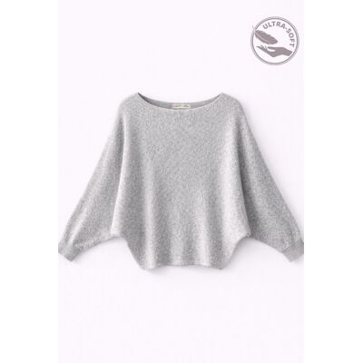 Mixray Oversized Bootneck Rippstrickpullover Grau Einheitsgröße Mixray Oversized Bootneck Rippstrickpullover Grau Einheitsgröße