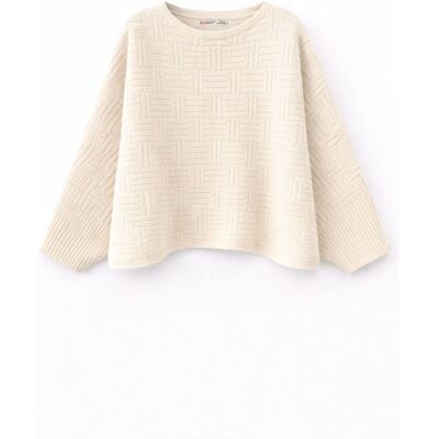 Mixray Oversized Texturierter Rippstrick Pullover mit Rundhalsausschnitt Natürlich Einheitsgröße Mixray Oversized Texturierter Rippstrick Pullover mit Rundhalsausschnitt Natürlich Einheitsgröße