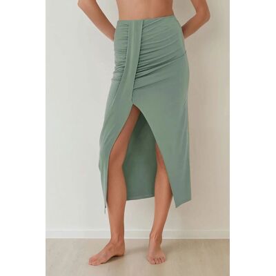 Hiccup Hochtaillierte Figurbetonte Drapierte Maxi-Rock Khaki M Hiccup Hochtaillierte Figurbetonte Drapierte Maxi-Rock Khaki M