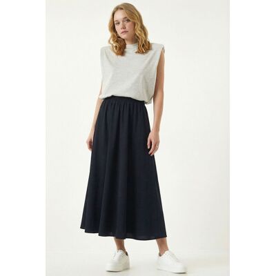 Happiness Istanbul Elastischer Taillensamthose Maxi-Rock Marine XL Happiness Istanbul Elastischer Taillensamthose Maxi-Rock Marine XL
