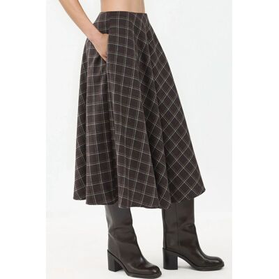 Hiccup Karo Maxi-Rock mit A-Linien Schnitt Mokka XS Hiccup Karo Maxi-Rock mit A-Linien Schnitt Mokka XS