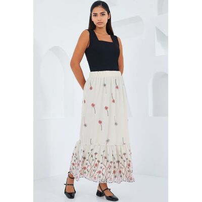 Big Dart Maxi-Rock mit floralem Muster Beige M Big Dart Maxi-Rock mit floralem Muster Beige M