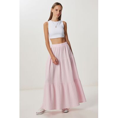 Happiness Istanbul Hoch taillierter A-Linie Maxi-Rock Rosa M Happiness Istanbul Hoch taillierter A-Linie Maxi-Rock Rosa M
