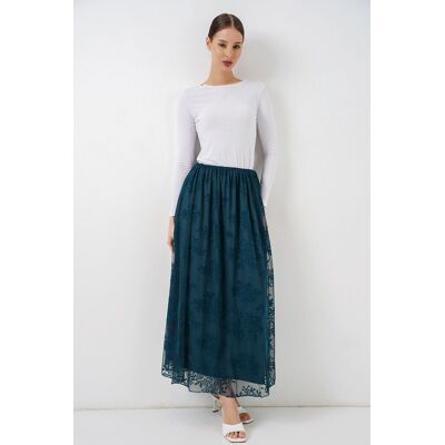 Big Dart Blumenkleid Hohe Taille Maxi-Rock Blau M Big Dart Blumenkleid Hohe Taille Maxi-Rock Blau M