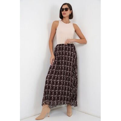 Big Dart Hoch taillierter geometrischer Druck Maxi-Rock Mokka Einheitsgröße Big Dart Hoch taillierter geometrischer Druck Maxi-Rock Mokka Einheitsgröße