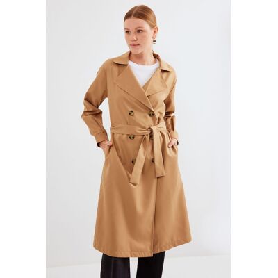 Big Dart Doppelt geknöpfter langer Trenchcoat Kamel XL Big Dart Doppelt geknöpfter langer Trenchcoat Kamel XL