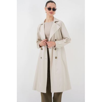 Big Dart Doppelt breiter langer Trenchcoat Beige S Big Dart Doppelt breiter langer Trenchcoat Beige S