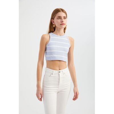 Hiccup Gestreiftes cropped T-Shirt mit Rundhalsausschnitt Lila S Hiccup Gestreiftes cropped T-Shirt mit Rundhalsausschnitt Lila S