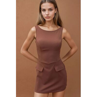 Hiccup Anpassbares Minikleid mit Shorts Mokka XS Hiccup Anpassbares Minikleid mit Shorts Mokka XS