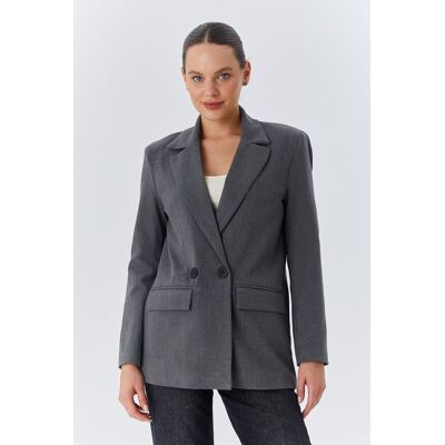 Mixray Langarm-Blazer mit Knöpfen Dunkelgrau XL Mixray Langarm-Blazer mit Knöpfen Dunkelgrau XL