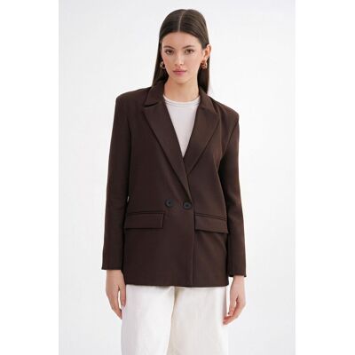 Mixray Langärmliger, knöpfbarer Blazer Braun XL Mixray Langärmliger, knöpfbarer Blazer Braun XL