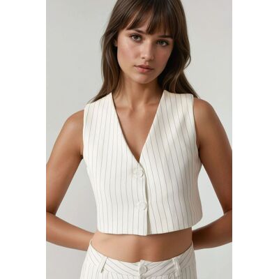 Hiccup Pika Kollektion Enges Gestreiftes Crop Top Weiß L Hiccup Pika Kollektion Enges Gestreiftes Crop Top Weiß L