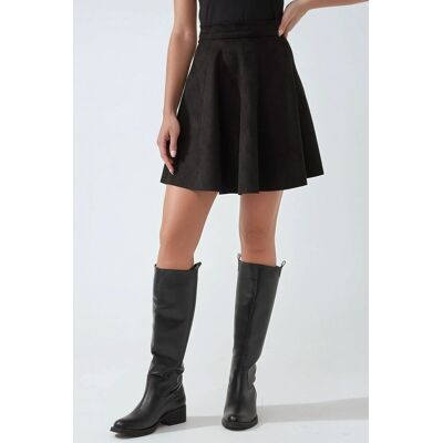 Hiccup Eleganter Hoher Taillierter Wildleder Minirock Schwarz S Hiccup Eleganter Hoher Taillierter Wildleder Minirock Schwarz S