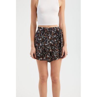 Hiccup Florale Hochbundshorts mit einem Gürtel Detail Schwarz XS Hiccup Florale Hochbundshorts mit einem Gürtel Detail Schwarz XS