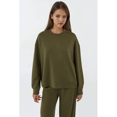 Hiccup Modal Touch Basic Sweatshirt Khaki XS Hiccup Modal Touch Basic Sweatshirt Khaki XS