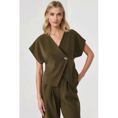 Hiccup Taillierte V-Ausschnitt-Weste Khaki XS Hiccup Taillierte V-Ausschnitt-Weste Khaki XS