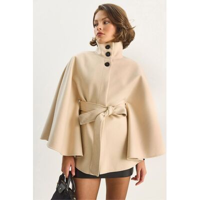 Bianco Lucci Poncho-Mantel mit Bindegurt Creme M Bianco Lucci Poncho-Mantel mit Bindegurt Creme M