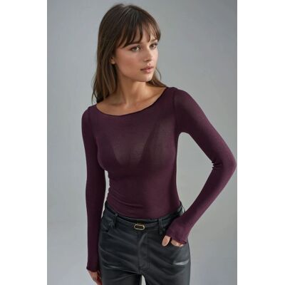 Hiccup Bootausschnitt Cashmere-Mix Ultra-Leichte Bluse Lila S Hiccup Bootausschnitt Cashmere-Mix Ultra-Leichte Bluse Lila S
