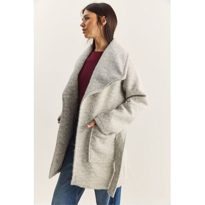Bianco Lucci Texturierter Midi-Mantel Grau M Bianco Lucci Texturierter Midi-Mantel Grau M