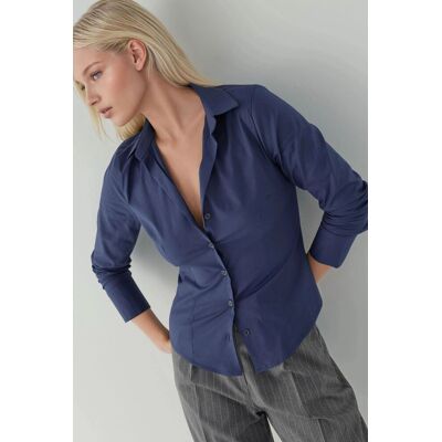 Hiccup Elegantes Langarmhemd mit Knopfleiste Marine XS Hiccup Elegantes Langarmhemd mit Knopfleiste Marine XS