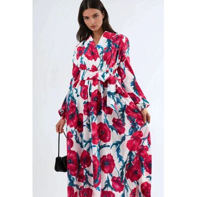 MSN Collection Blumen Druck Maxikleid mit Bindeband Mehrfarben L MSN Collection Blumen Druck Maxikleid mit Bindeband Mehrfarben L