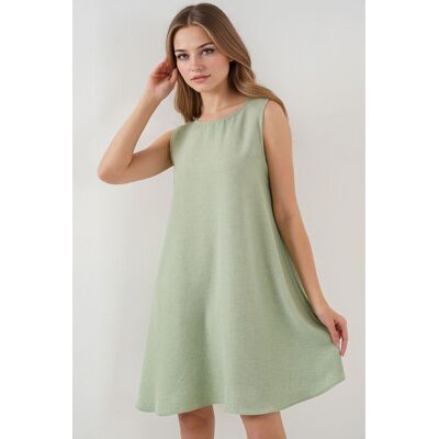 Big Dart Leinenmischung A-Form Mini-Kleid Smaragd XL Big Dart Leinenmischung A-Form Mini-Kleid Smaragd XL