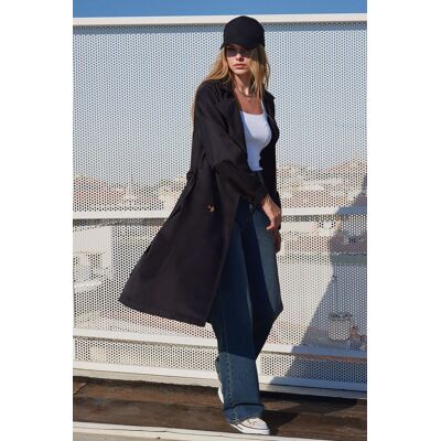 Big Dart Doppelt gefütterter langer Trenchcoat Schwarz M Big Dart Doppelt gefütterter langer Trenchcoat Schwarz M