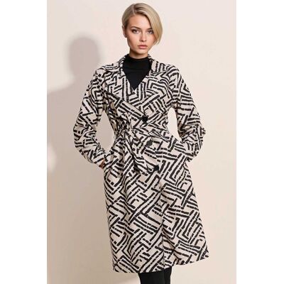 Big Dart Doppelt gelegter langer Trenchcoat Weiß S Big Dart Doppelt gelegter langer Trenchcoat Weiß S