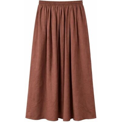 Mixray Hochtaillierter Maxi-Rock mit Kordelzugbund Braun M Mixray Hochtaillierter Maxi-Rock mit Kordelzugbund Braun M