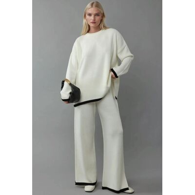 Hiccup Pullover & Weitgeschnittene Hose Strick Co-Ord-Set Weiß M Hiccup Pullover & Weitgeschnittene Hose Strick Co-Ord-Set Weiß M
