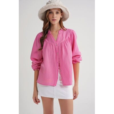 Mixray Musselinbaumwollhemd Hell-Pink S Mixray Musselinbaumwollhemd Hell-Pink S