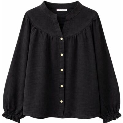 Mixray Musselin Baumwollhemd Schwarz M Mixray Musselin Baumwollhemd Schwarz M