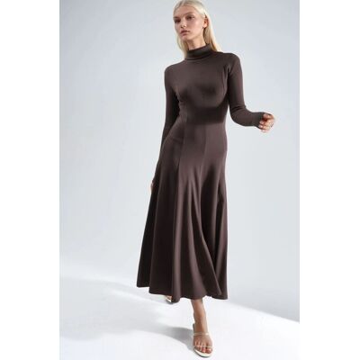Busem Langärmliges A-Linien Midikleid Braun S Busem Langärmliges A-Linien Midikleid Braun S