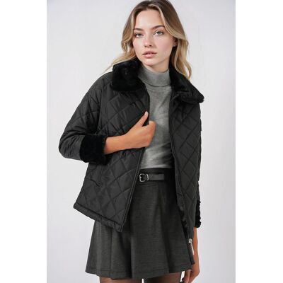 Big Dart Texturierte Puffjacke mit Schal-Kragen und Kunstfell Schwarz M Big Dart Texturierte Puffjacke mit Schal-Kragen und Kunstfell Schwarz M