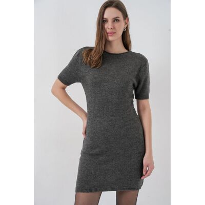 Big Dart Basic Mini-Strickkleid Holzkohle S/M Big Dart Basic Mini-Strickkleid Holzkohle S/M