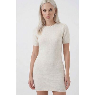 Big Dart Basis Mini Strickkleid Creme S/M Big Dart Basis Mini Strickkleid Creme S/M