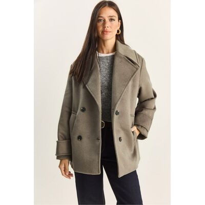 Bianco Lucci Oversized Mantel mit Taschen Beige S Bianco Lucci Oversized Mantel mit Taschen Beige S