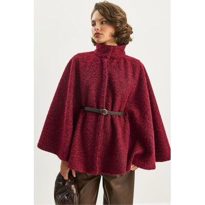Bianco Lucci Strukturiert Oversized Mantel mit Knopfverschluss Burgund S Bianco Lucci Strukturiert Oversized Mantel mit Knopfverschluss Burgund S