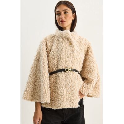 Bianco Lucci Oversize-Plüschmantel mit Jackenkragen Creme M Bianco Lucci Oversize-Plüschmantel mit Jackenkragen Creme M