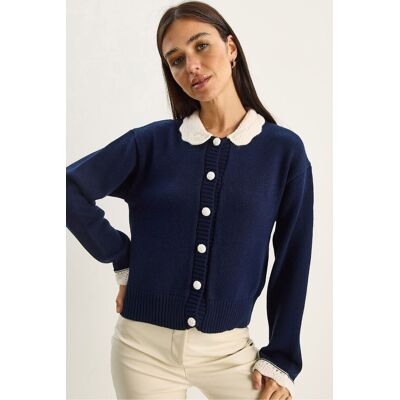 Bianco Lucci Dicker Rippenstrick-Cardigan mit Knopfverschluss Marine S/M Bianco Lucci Dicker Rippenstrick-Cardigan mit Knopfverschluss Marine S/M