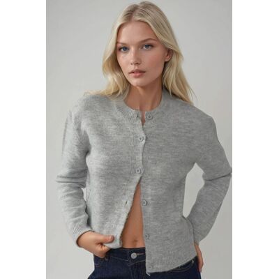 Hiccup Crew Neck Strickwaren Weicher Touch Cardigan Grau M Hiccup Crew Neck Strickwaren Weicher Touch Cardigan Grau M