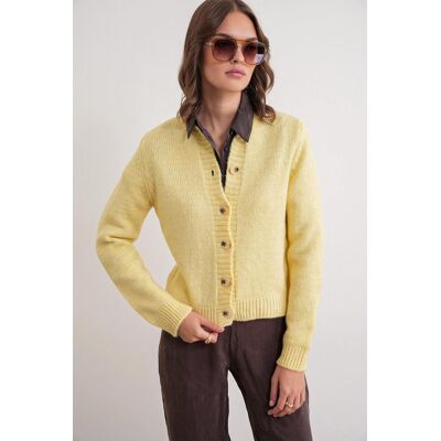 Mixray Rippstrick-Button-Cardigan Gelb S/M Mixray Rippstrick-Button-Cardigan Gelb S/M